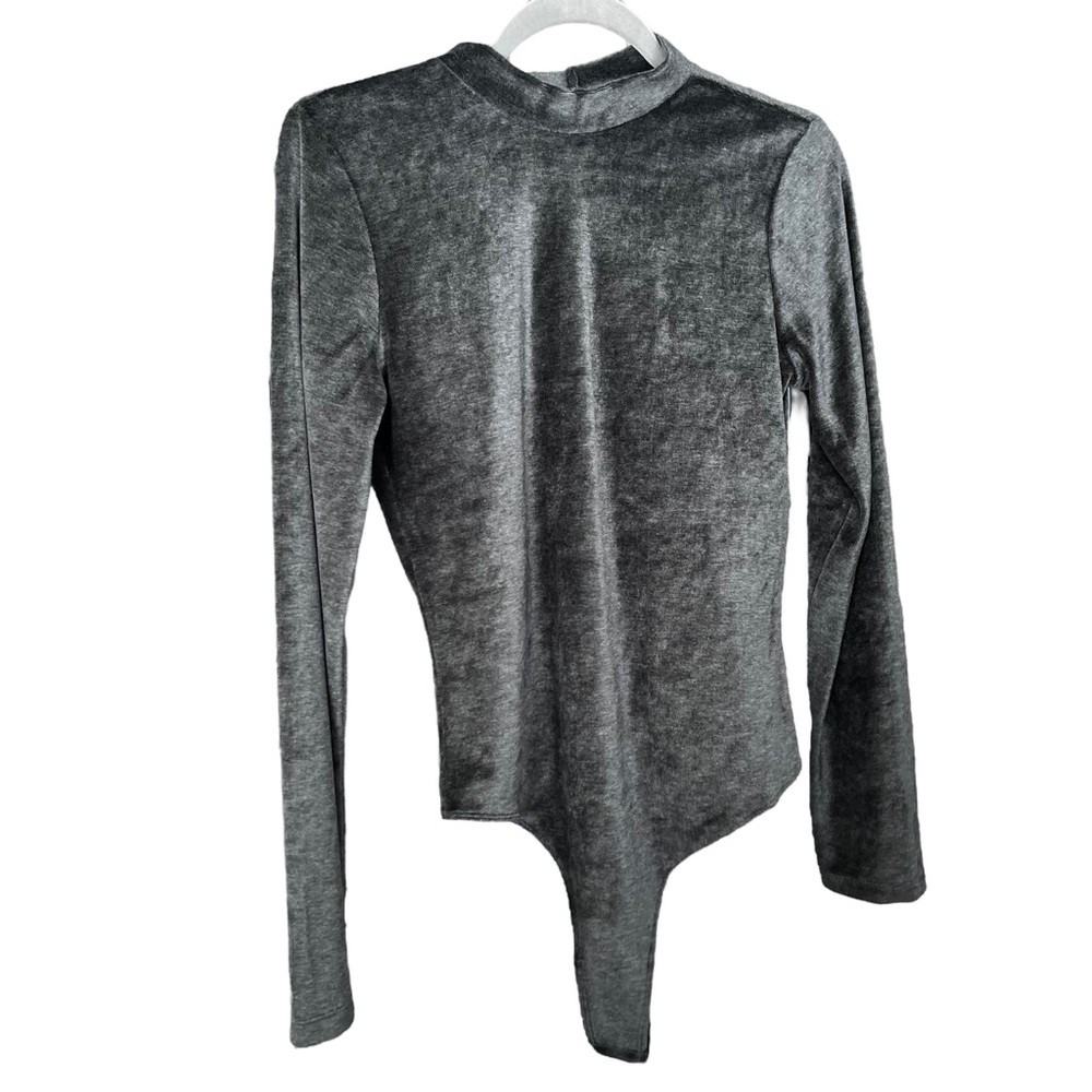 Urban Outfitters Velour Open Back High Neck Thong Bodysuit